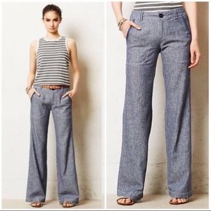 Anthropologie Pilcro & The Letterpress | Grey Linen Wide Leg Trousers